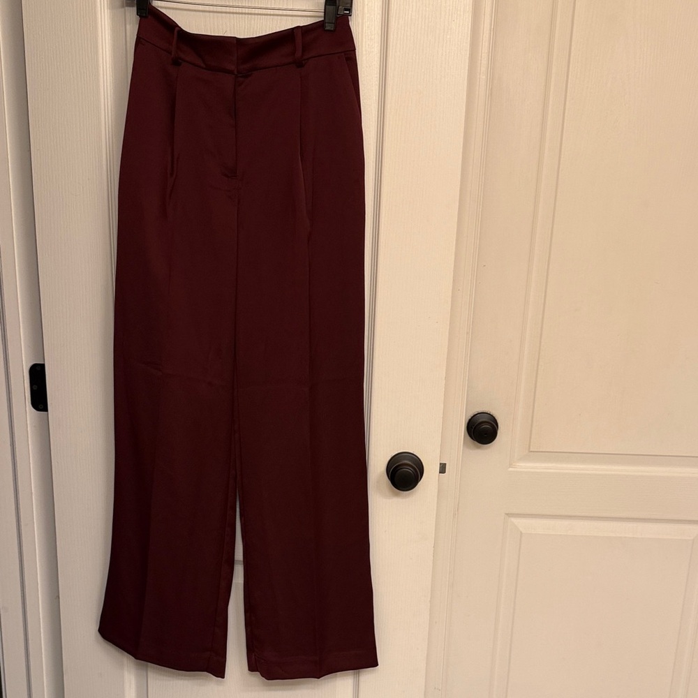 LOFT Burgundy Wide Leg Pants